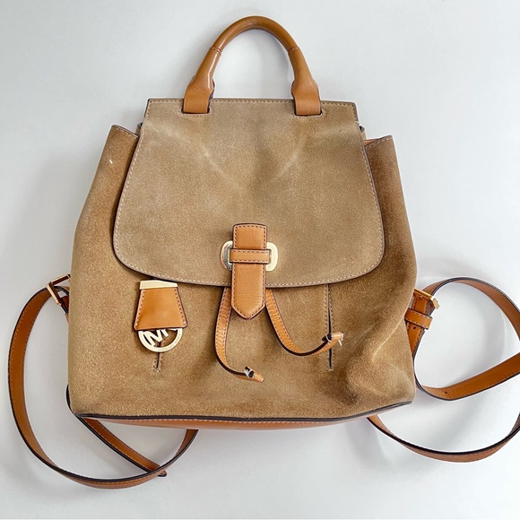 Michael Kors Tan Suede Backpack - Picture 1 of 7
